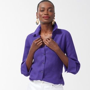 Chico’s Button up purple shirt 3/4 sleeve Linen